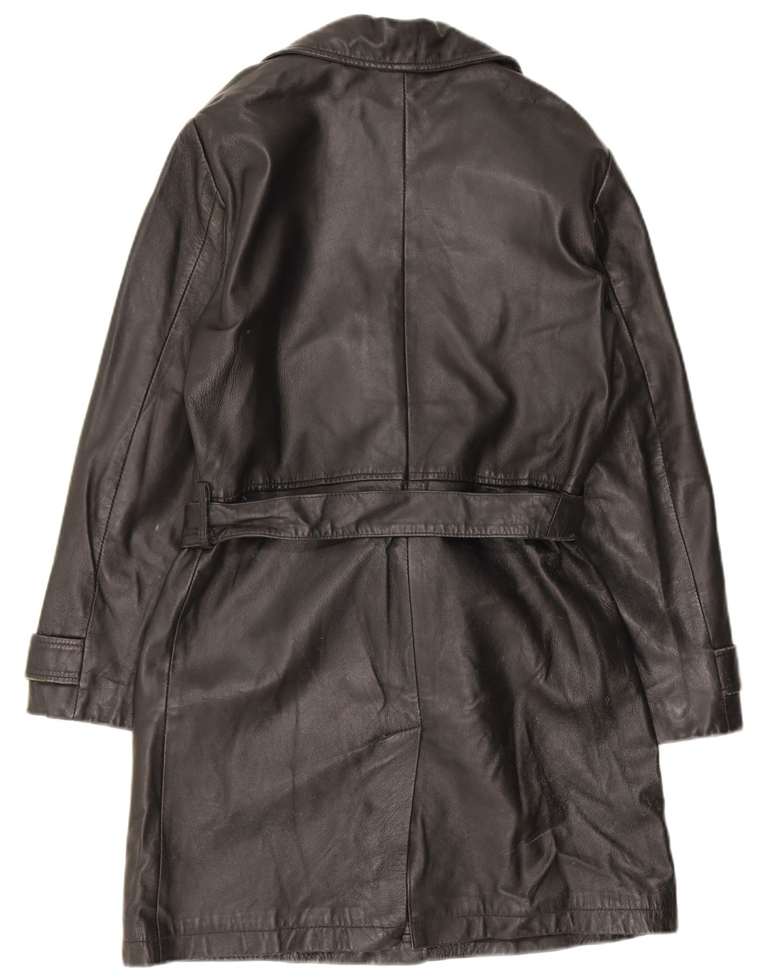 Stefanel Manteau en cuir à double boutonnage pour femme UK 14 Cuir noir moyen