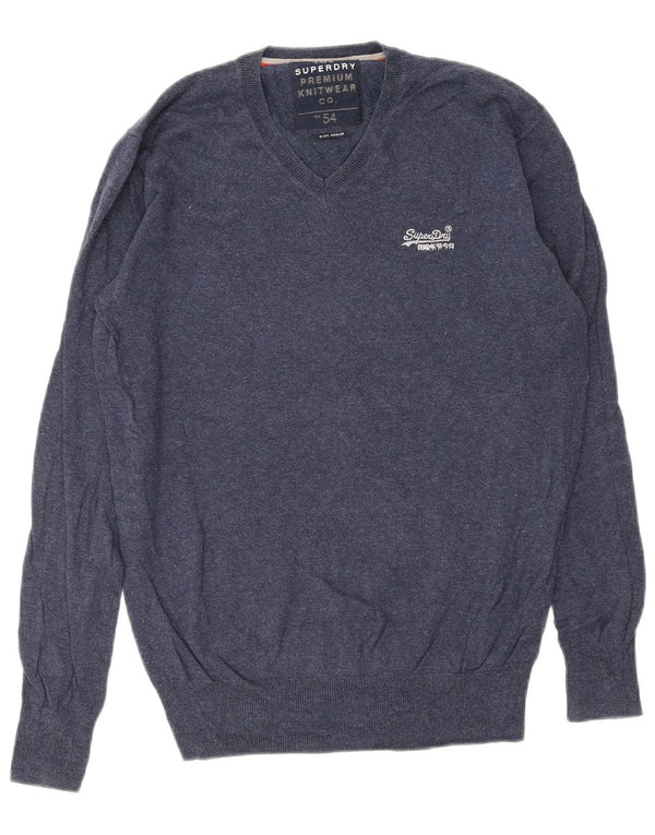 Superdry Pull Col V Homme Bleu Marine Moyen Coton