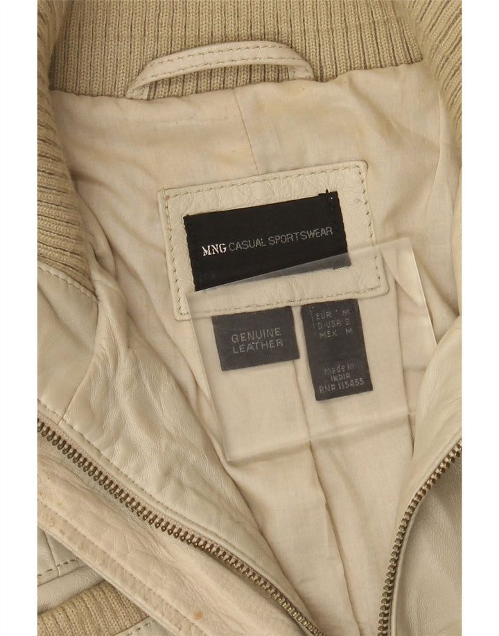 Mango Veste en cuir pour femme UK 12 Beige moyen