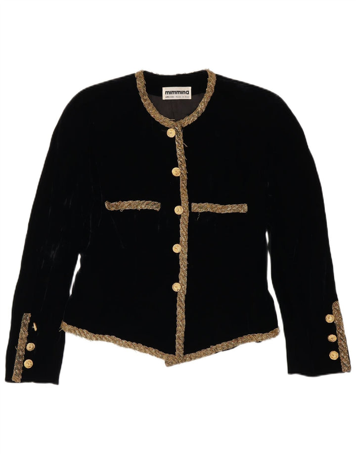 MIMMINA Veste blazer courte à 5 boutons pour femme UK 12 Noir moyen