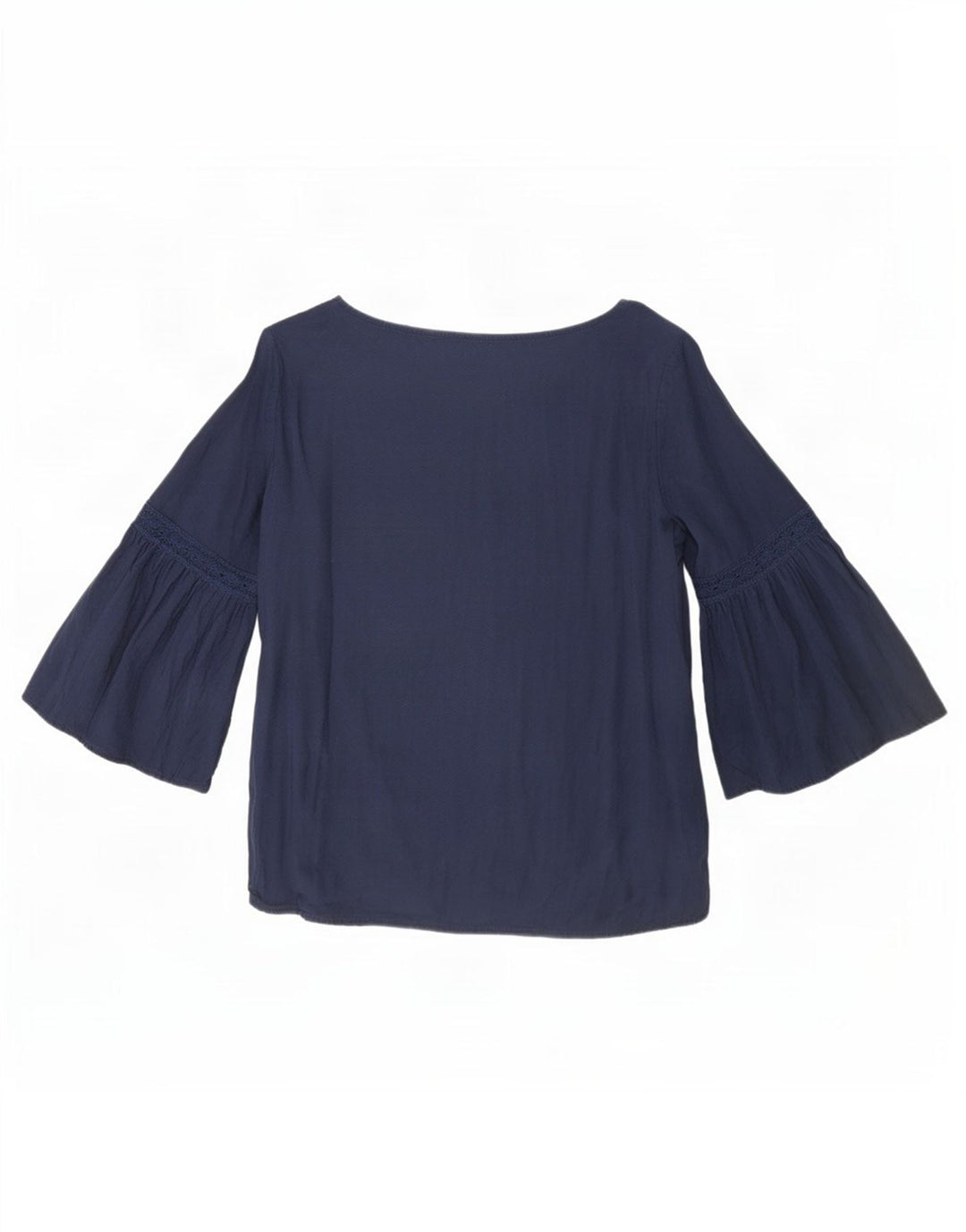 Benetton Chemisier à manches 3/4 pour femme UK 12 Bleu marine moyen Viscose