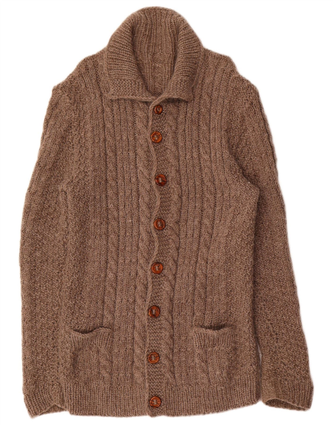 VINTAGE Pull Cardigan Homme Marron Moyen
