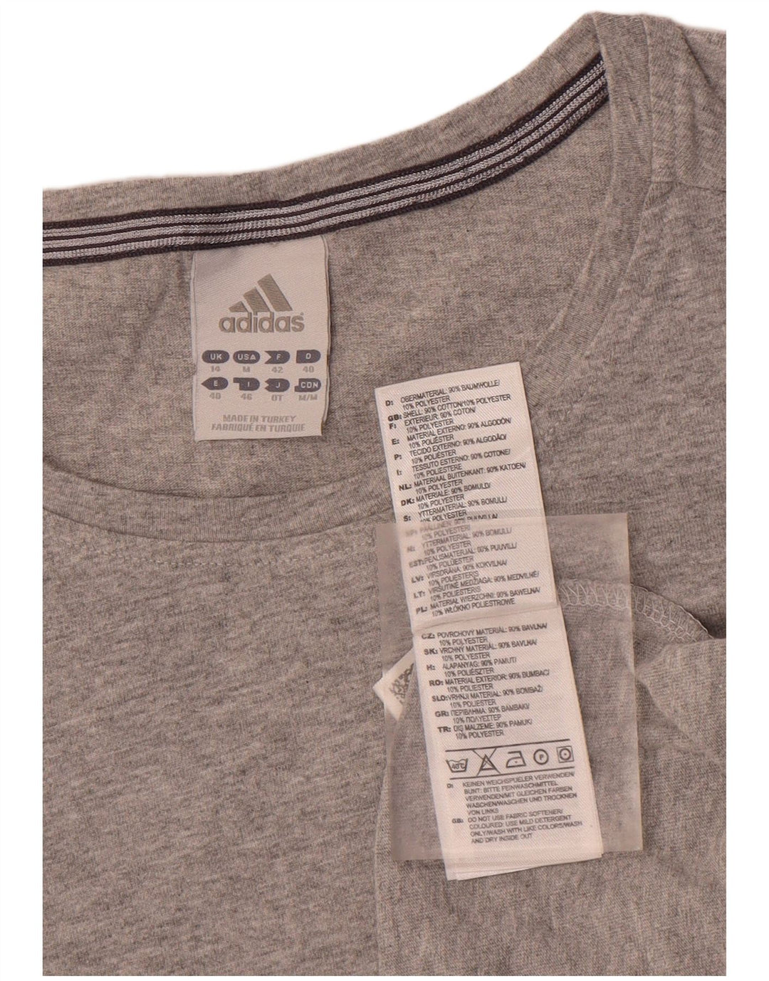 ADIDAS Womens T-Shirt Top UK 14 Medium Grey Cotton