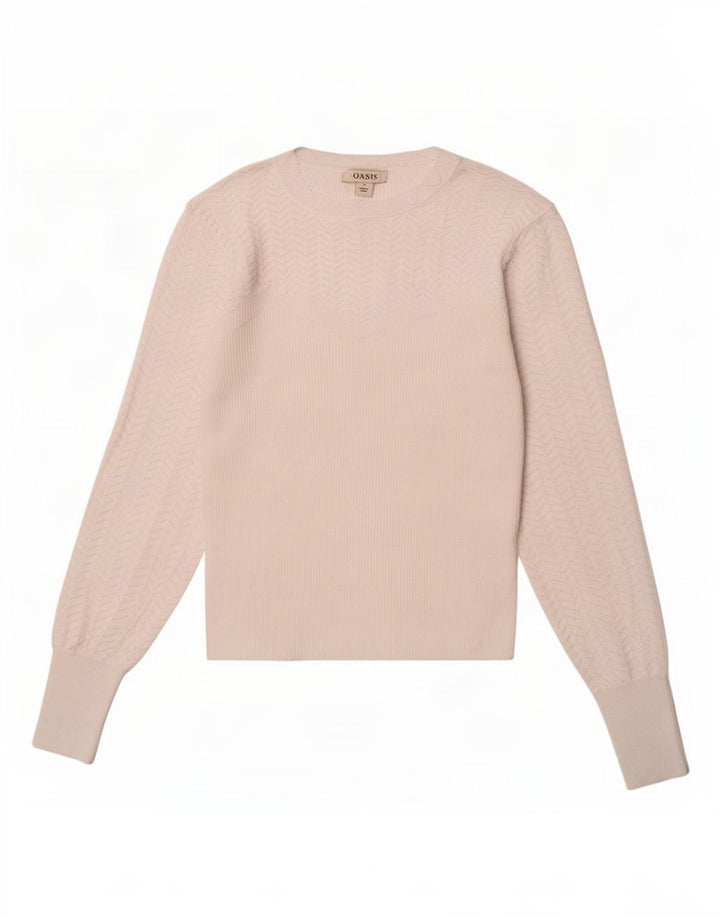 Oasis Pull à col rond pour femme UK 12 Medium Blanc Polyester