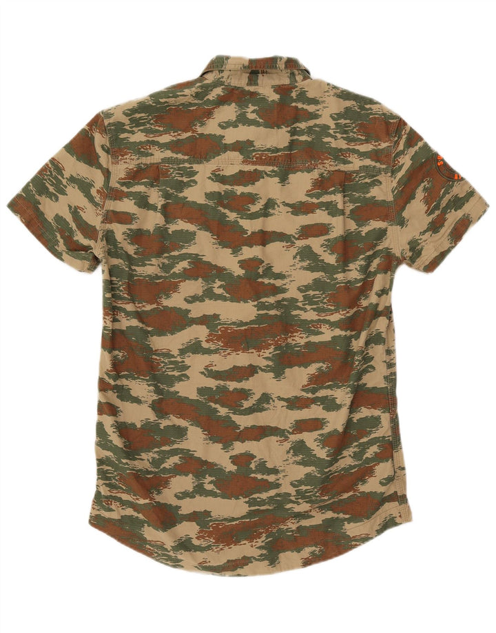 SUPERDRY Chemise Regular Fit à Manches Courtes Homme Petit Kaki Camouflage Coton