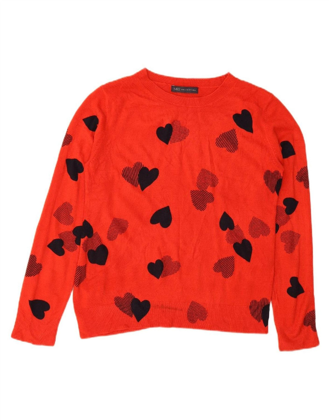 MARKS & SPENCER Womens Boat Neck Jumper Sweater UK 12 Medium  Red Heart