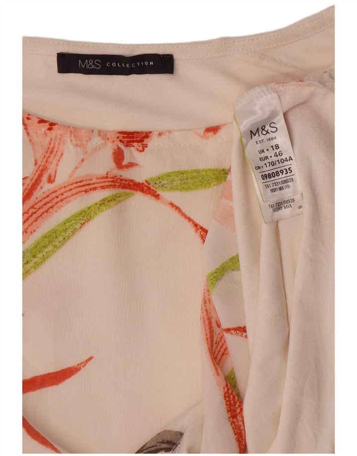 Marks & Spencer Chemisier Femme UK 18 XL Blanc Cassé Floral Polyester