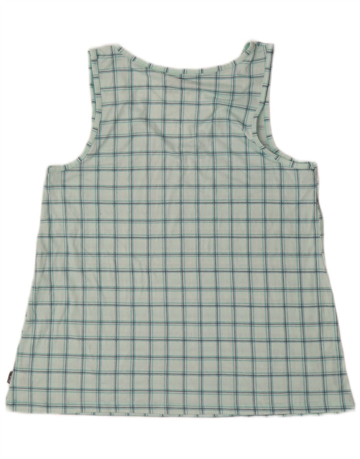 EDDIE BAUER Débardeur Femme UK 16 Grand Carreau Bleu Polyester