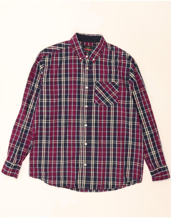 Pierre Cardin Chemise Regular Fit Homme XL Violet Plaid