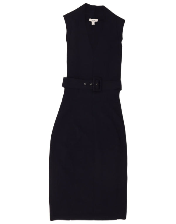 Reiss Robe moulante sans manches pour femme UK 8 Small Bleu marine Viscose
