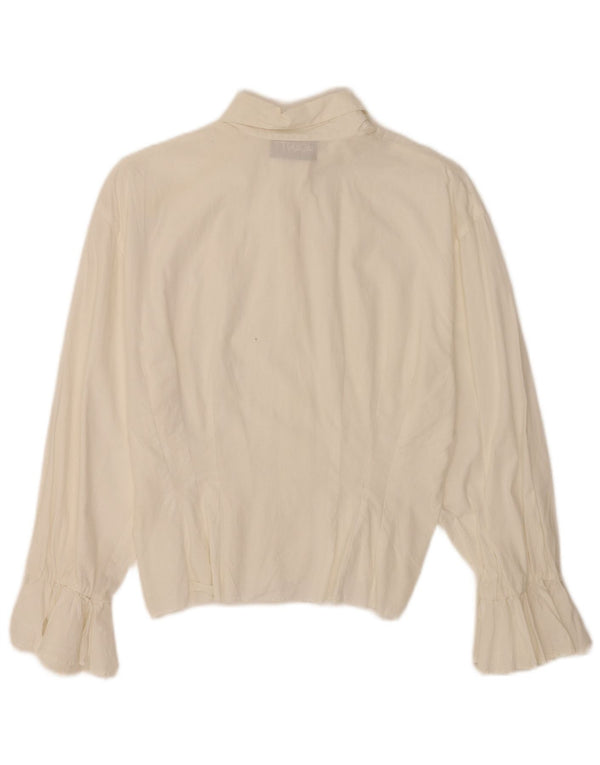 Avant Chemise à manches longues pour femme Coupe régulière UK 8 Petit Coton Blanc