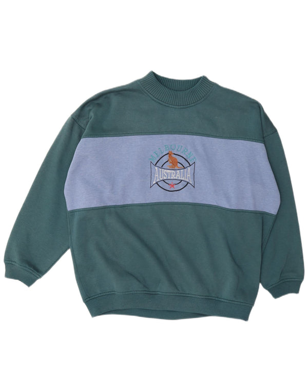 vintage Mens Graphic Sweatshirt Jumper XL Vert Colourblock Polyester