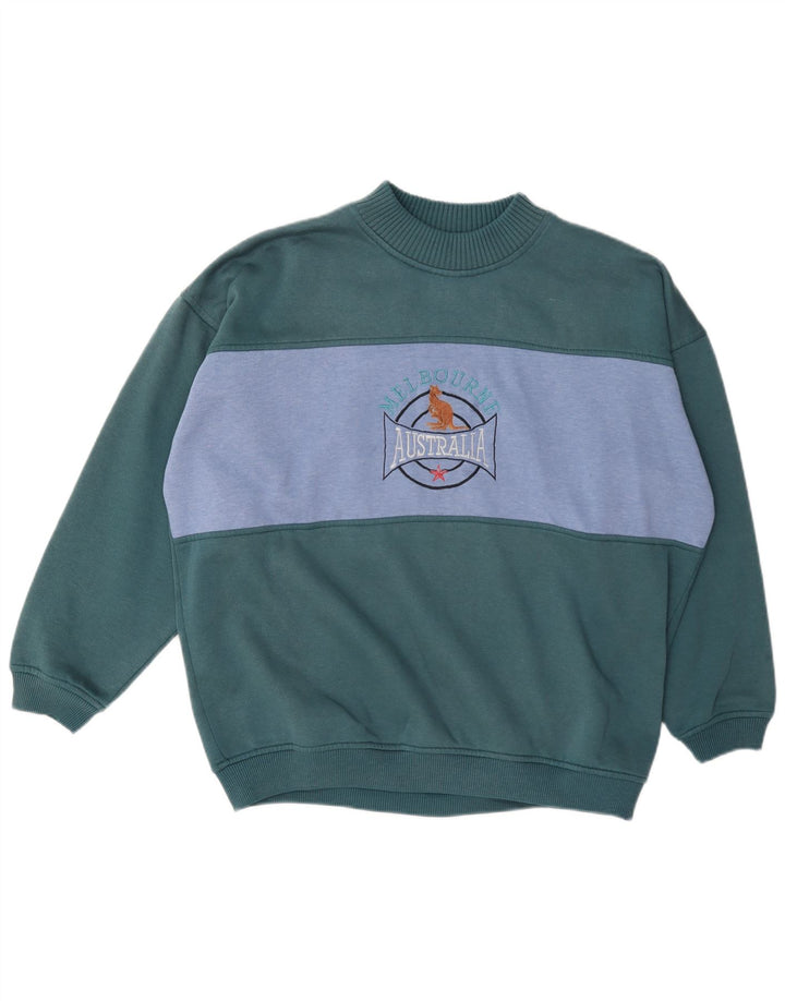 vintage Mens Graphic Sweatshirt Jumper XL Vert Colourblock Polyester