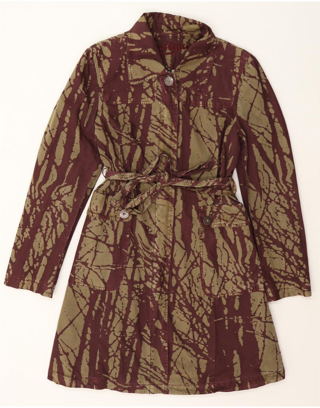 Desigual Manteau coupe-vent à motif abstrait pour femme EU 40 Coton vert moyen
