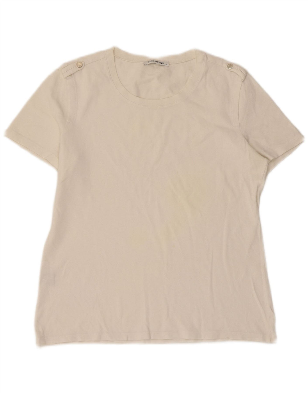 Lacoste T-Shirt Femme Top Taille 42 Grand Coton Blanc