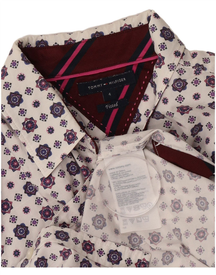 Tommy Hilfiger Chemise ajustée pour femme US 4 Petit coton géométrique blanc