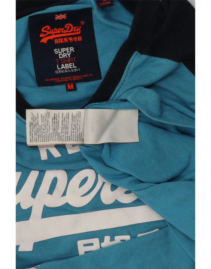 Superdry Haut Graphique à Manches Longues en Coton Colorblock Bleu Moyen Homme