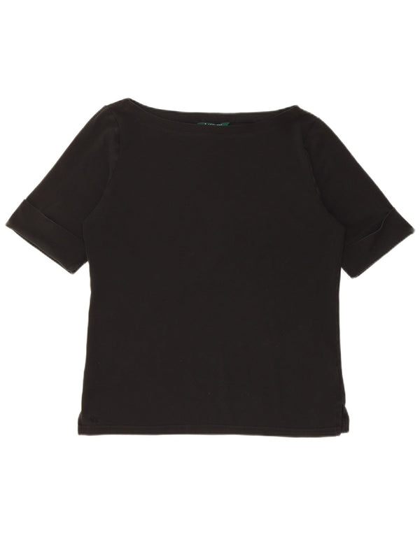 Ralph Lauren T-Shirt Femme Top UK 14 Large Noir Coton