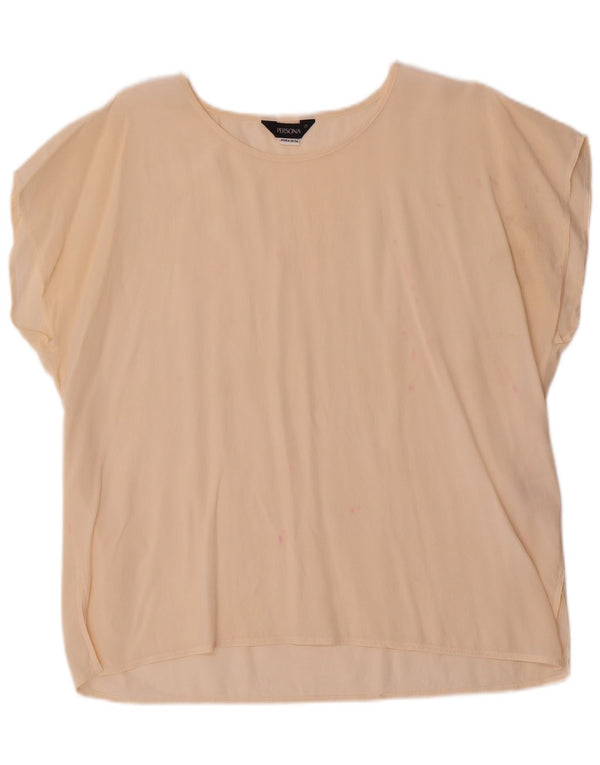 Persona Chemisier régulier à manches courtes pour femme UK 18 XL en soie beige