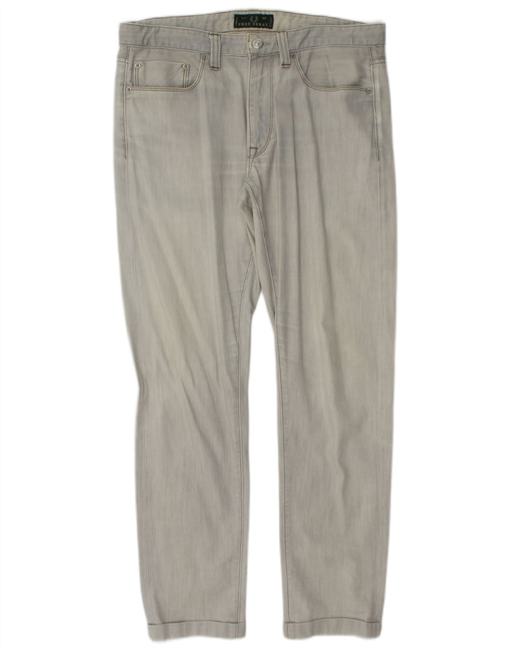 FRED PERRY Jean Slim Homme W33 L29 Gris Coton