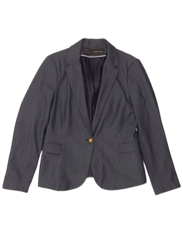 Zara Veste Blazer 1 Bouton Femme UK 14 Large Bleu Marine