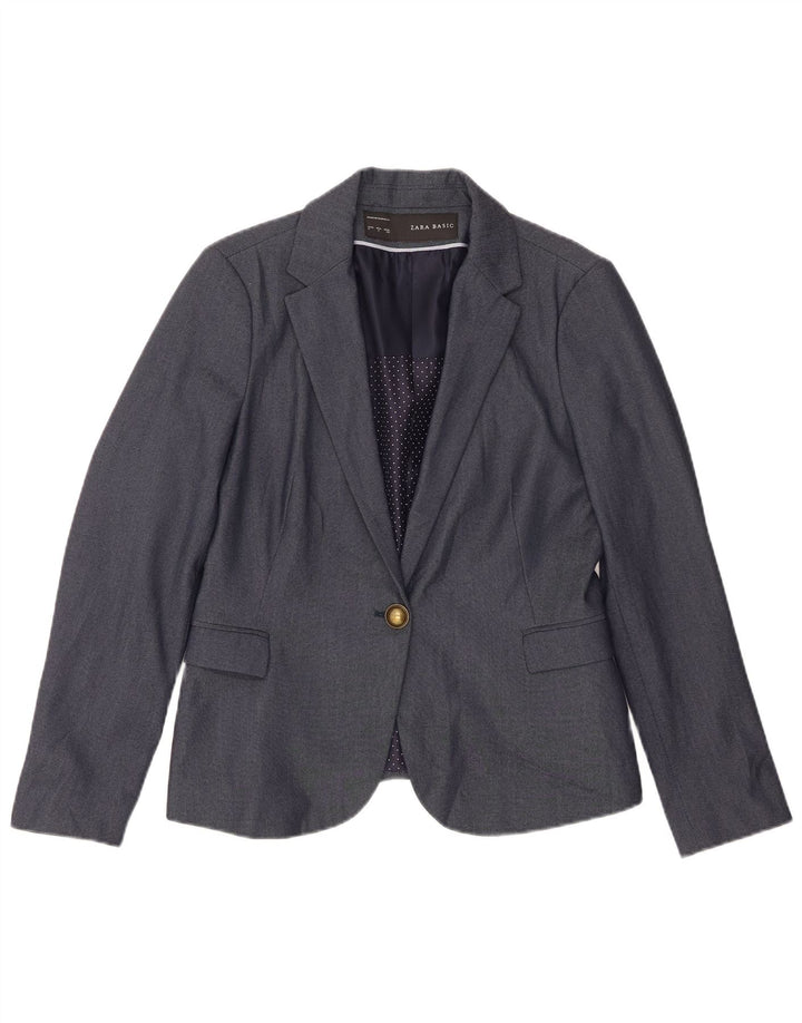 Zara Veste Blazer 1 Bouton Femme UK 14 Large Bleu Marine
