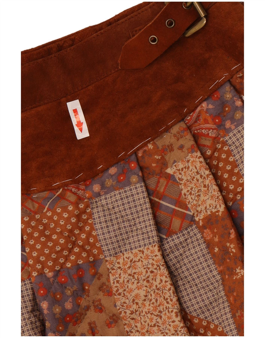 Sportmax Jupe évasée pour femme UK 12 Medium W24 Marron Patchwork Polyester