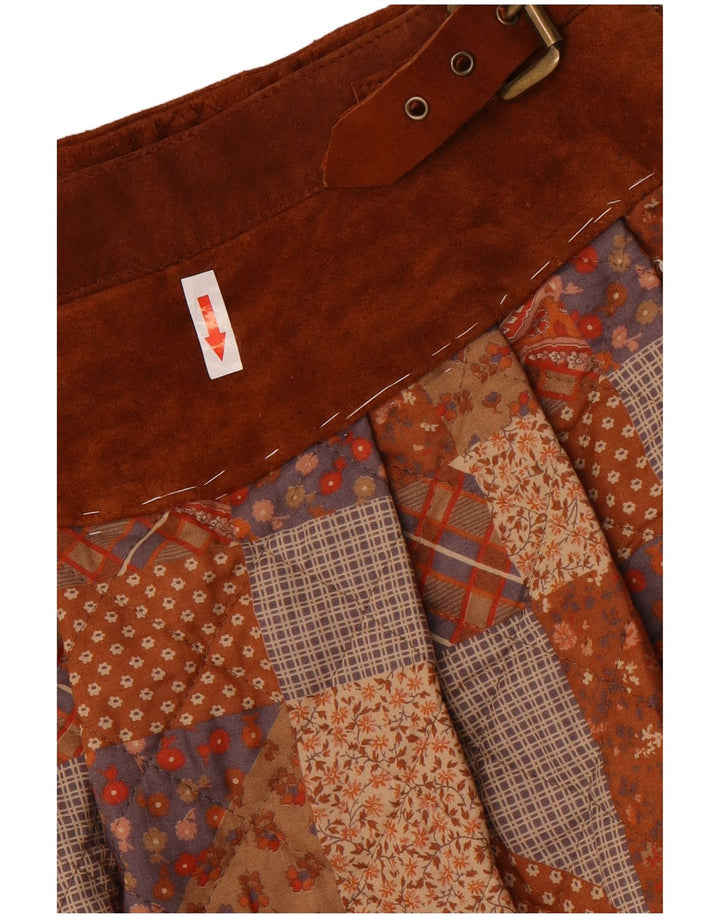 Sportmax Jupe évasée pour femme UK 12 Medium W24 Marron Patchwork Polyester