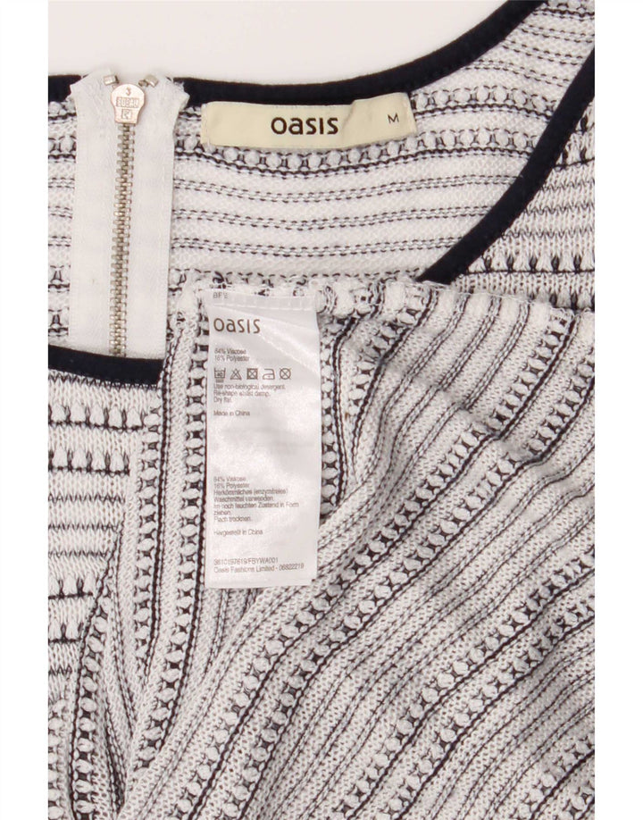 Oasis Tunique à manches 3/4 pour femme UK 12 Viscose rayée blanc moyen