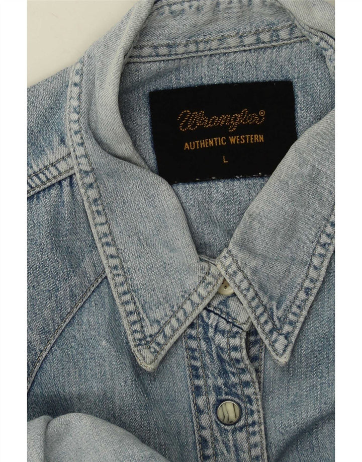 Wrangler Chemise en jean pour femme UK 14 Large Bleu