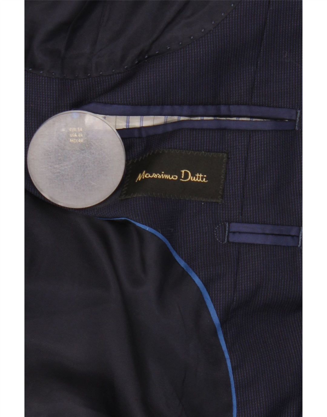Massimo Dutti Veste Blazer 2 Boutons Homme EU 54 XL Bleu Marine Laine