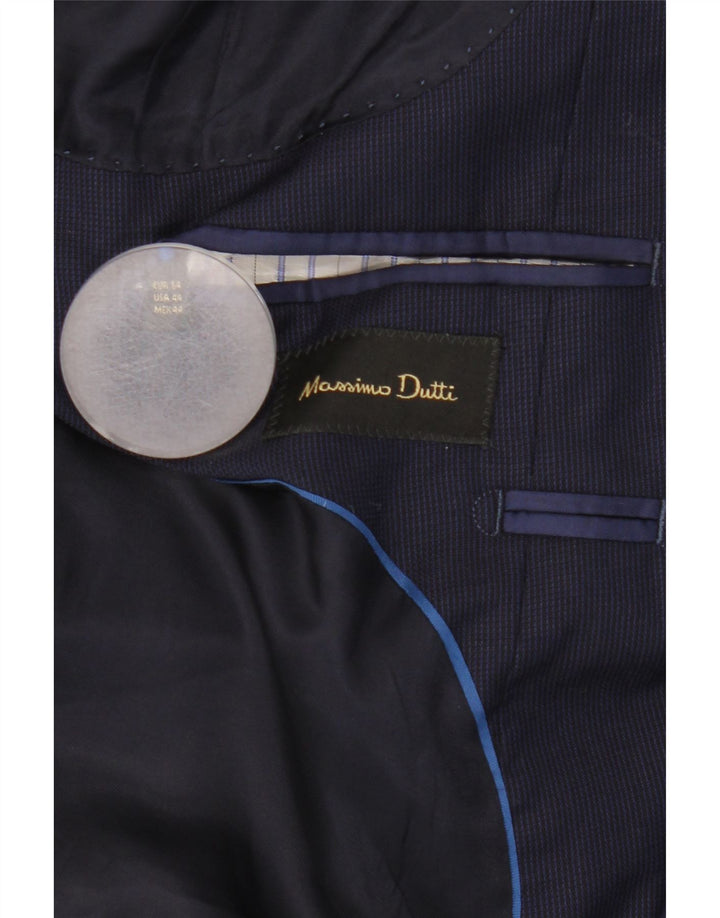Massimo Dutti Veste Blazer 2 Boutons Homme EU 54 XL Bleu Marine Laine