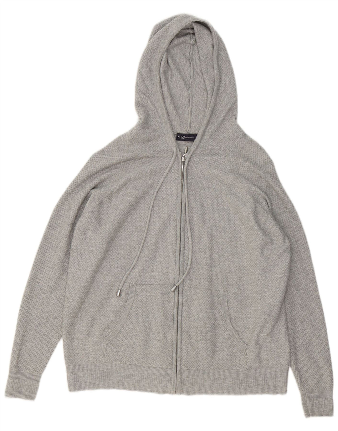 Marks & Spencer Pull à capuche zippé pour femme UK 44 Gris moyen Viscose