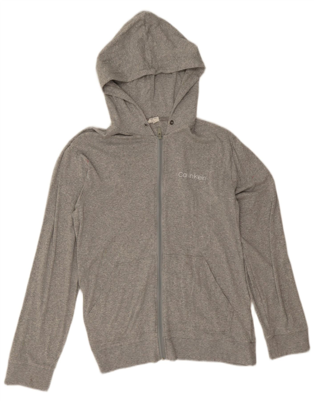 Calvin Klein Pull à capuche zippé pour homme en coton gris moyen