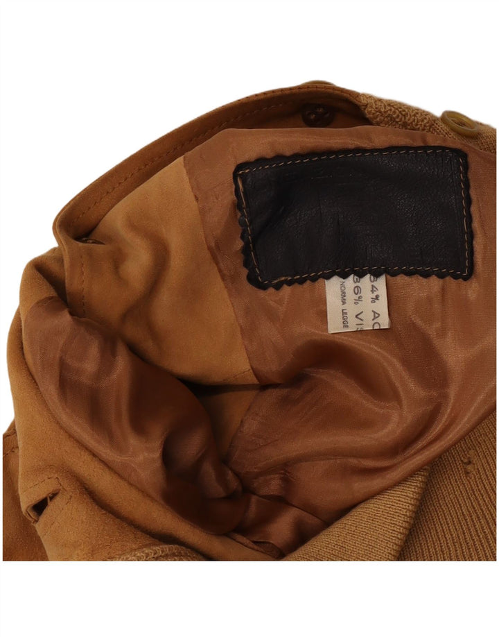 vintage Mens Suede Bomber Jacket UK 36 Petit Cuir Brun