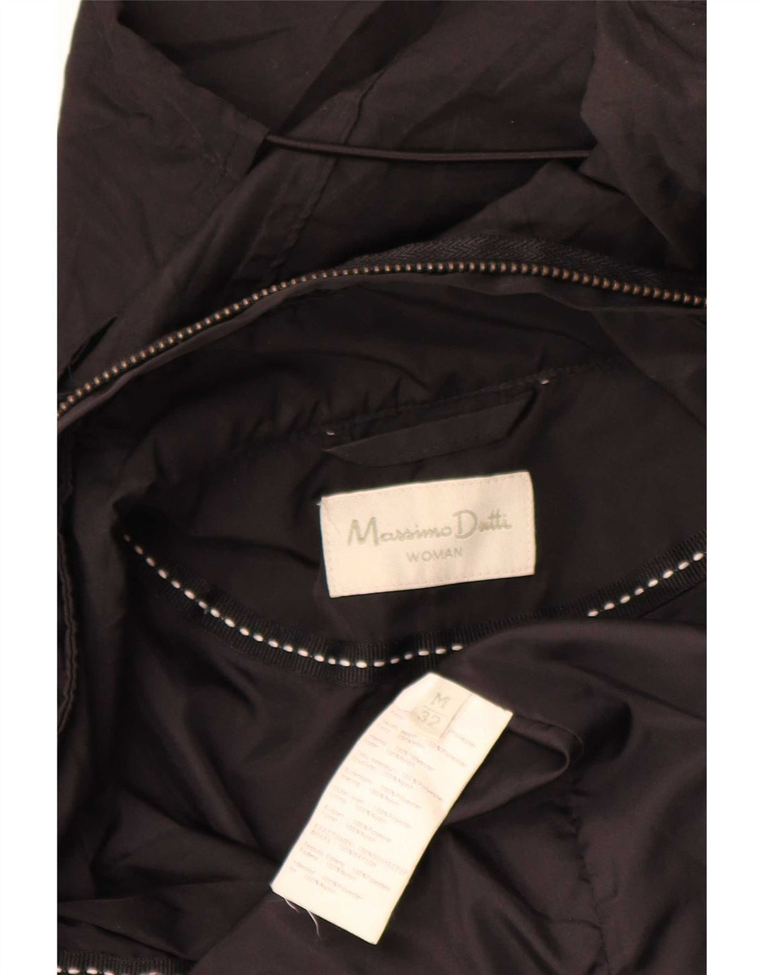 Massimo Dutti Parka à capuche pour femme UK 14 Medium Noir