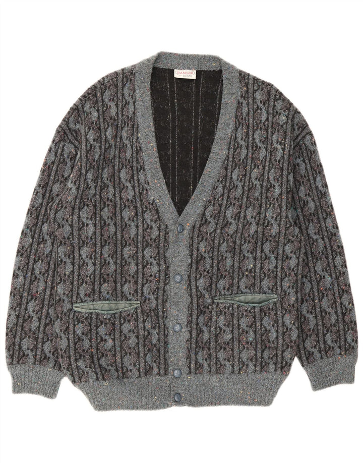 Ranger Cardigan Homme Pull IT 52 Large Gris Géométrique Laine