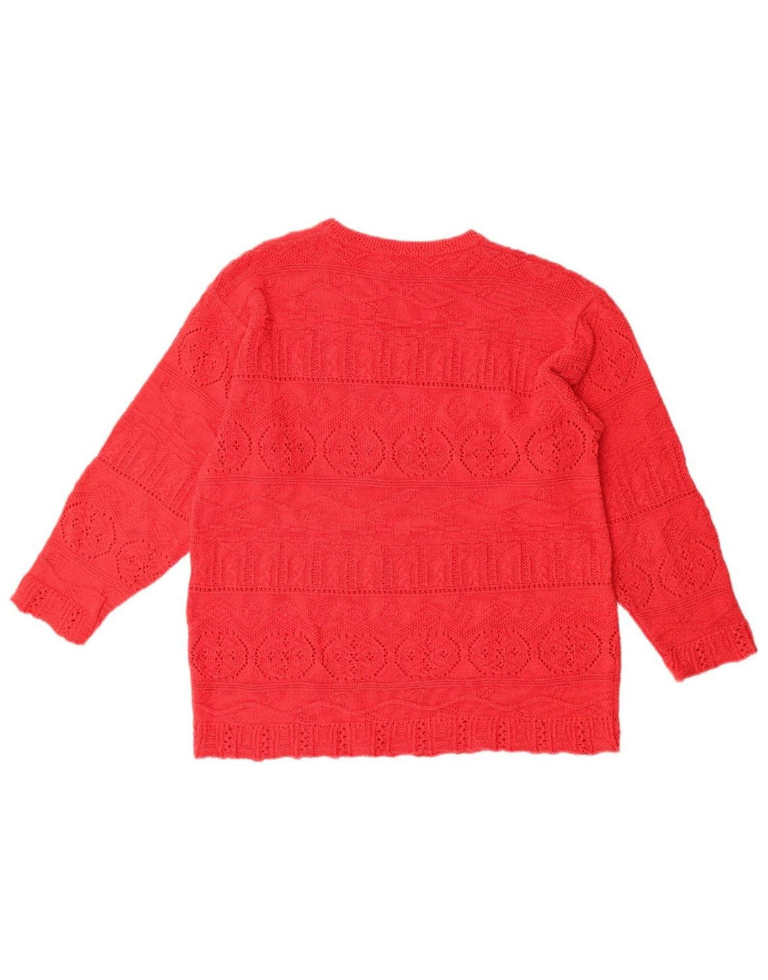 VINTAGE Womens Oversized Crew Neck Jumper Sweater UK 10 Small Red
