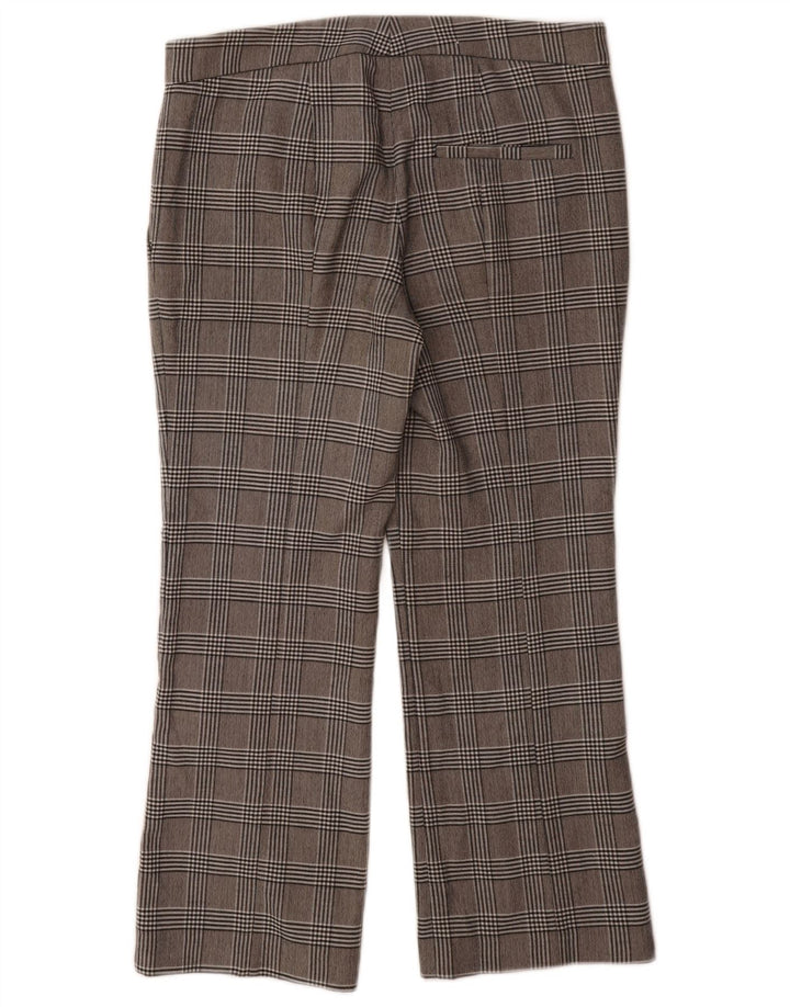 Zara Pantalon de costume droit pour femme EU 38 Small W32 L26 Gris à carreaux Polyester