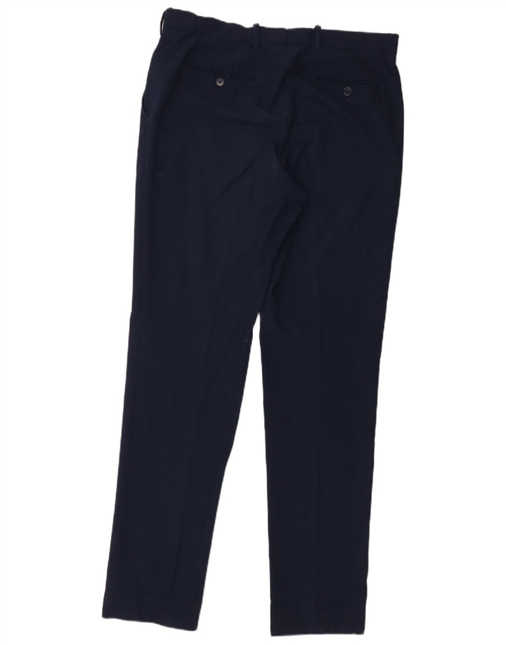 Marks & Spencer Pantalon de Costume Droit Homme W34 L33 Bleu Marine Laine
