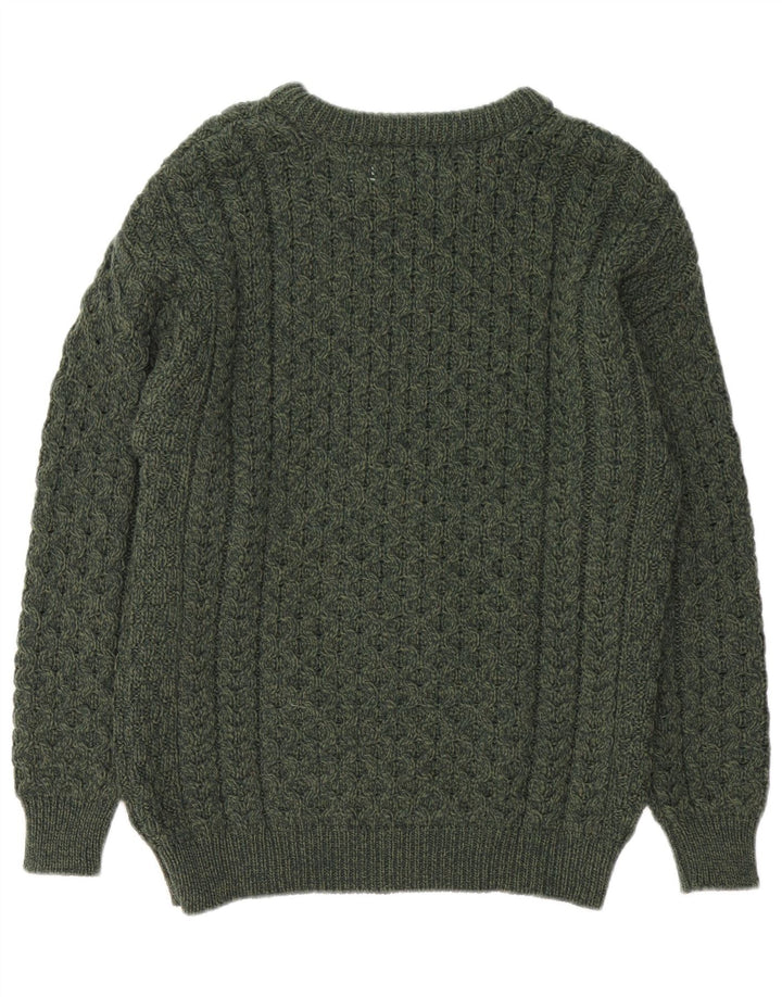 Aran Crafts Pull col bateau pour homme en laine mérinos vert moyen