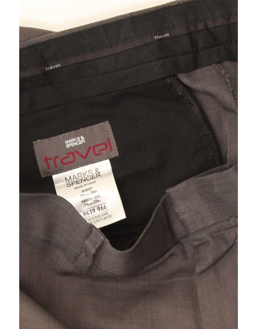 Marks & Spencer Pantalon Chino Droit Homme W36 L29 Gris Polyester