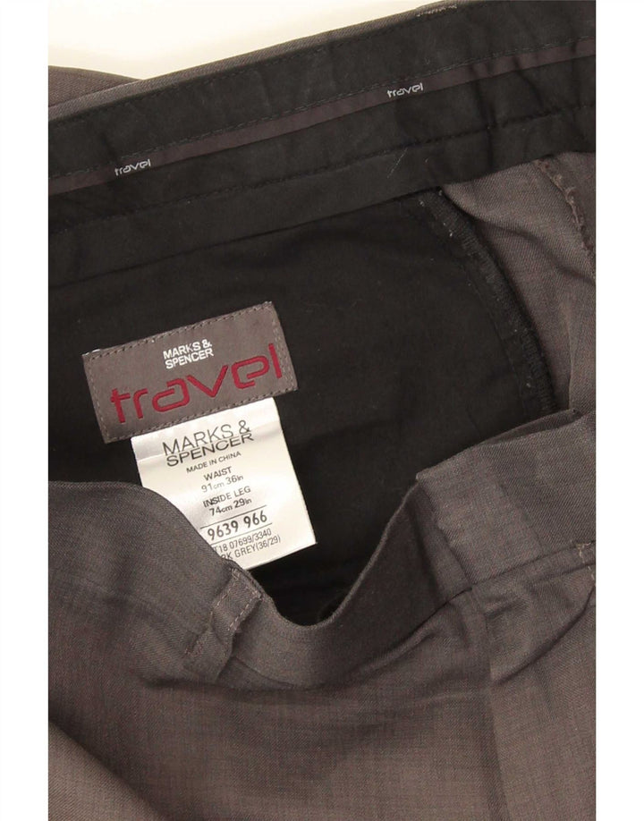 Marks & Spencer Pantalon Chino Droit Homme W36 L29 Gris Polyester