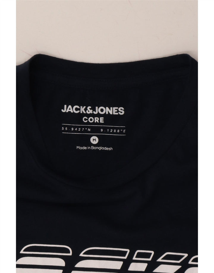 JACK & JONES Mens Graphic T-Shirt Top Medium Navy Blue Cotton Vintage Jack & Jones and Second-Hand Jack & Jones from Messina Hembry 