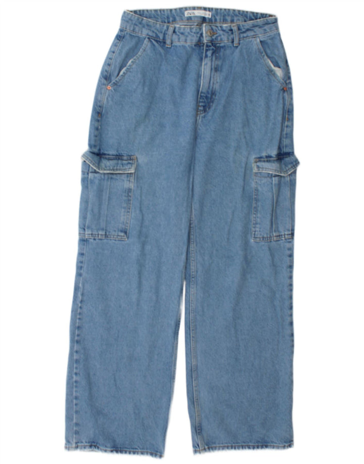 Zara Femme Cargo Loose Jeans EU 40 Medium W30 L30 Bleu Coton