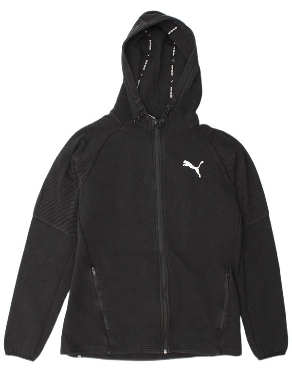 Puma Pull à capuche zippé graphique pour hommes, grand coton noir