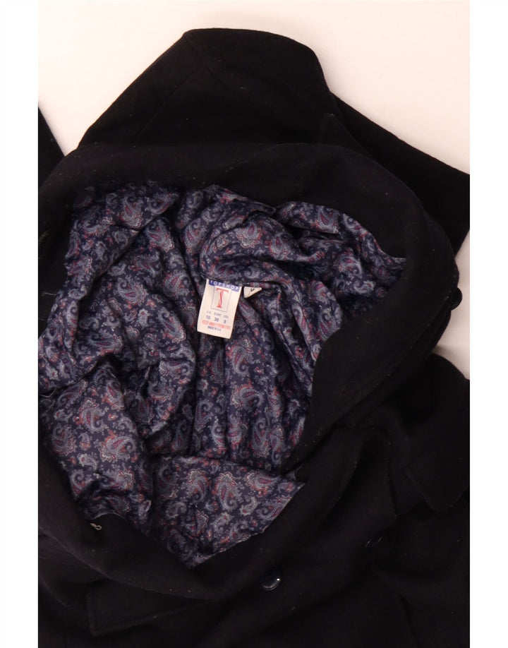 Topshop Manteau croisé pour femme UK 10 Petite laine bleu marine