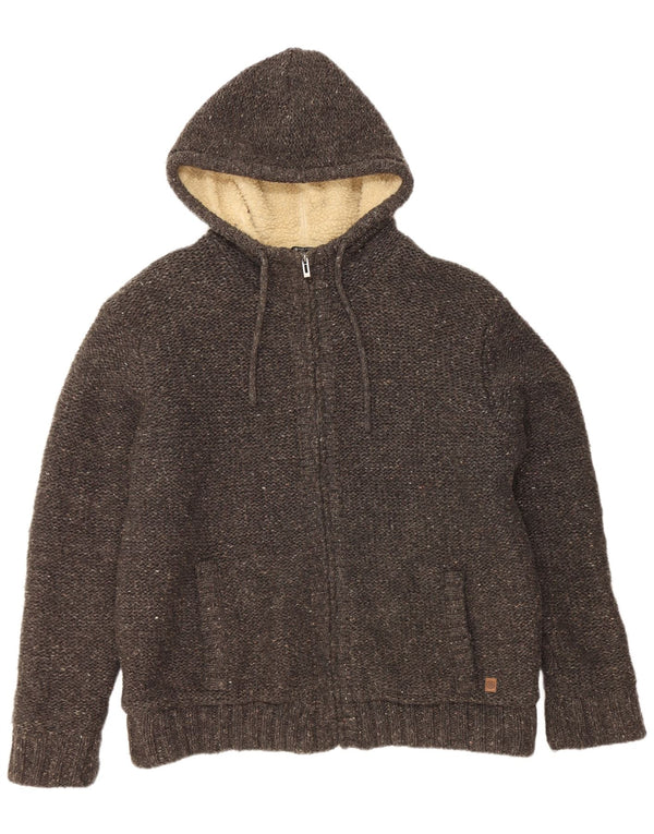 AUTHENTIQUE Pull Sherpa à Capuche pour Homme 2XL Acrylique Moucheté Gris
