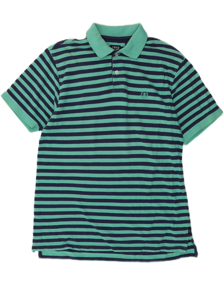 IZOD Mens Polo Shirt Large Green Striped Cotton Vintage Izod and Second-Hand Izod from Messina Hembry 