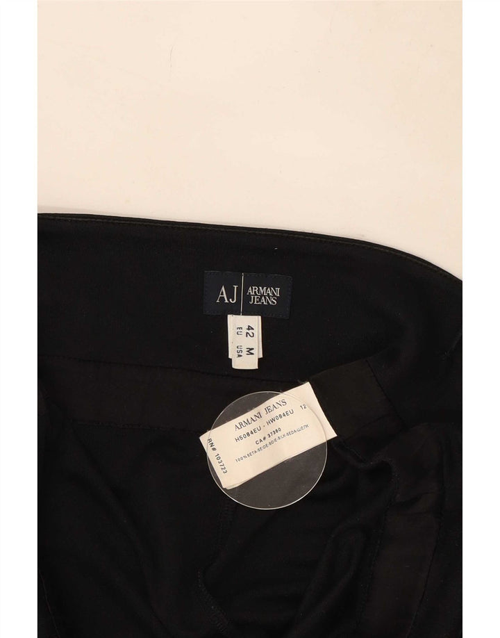 Armani Jeans Haut tunique asymétrique sans manches pour femme UK 12 Soie noire moyenne